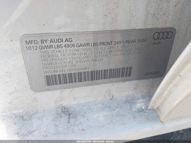Продажа на аукционе авто 2013 Audi A4 2.0t Premium, vin: WAUBFAFL7DN026681, номер лота: 45371239