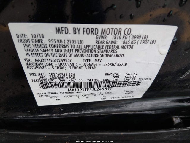 Ford Ecosport Se 2018 MAJ3P1TE5JC249857 Image 9