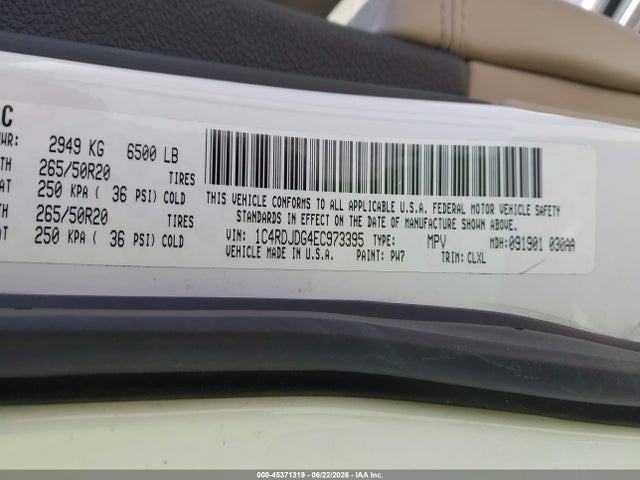 Dodge DURANGO LIMITED 2014 1C4RDJDG4EC973395 Image 9