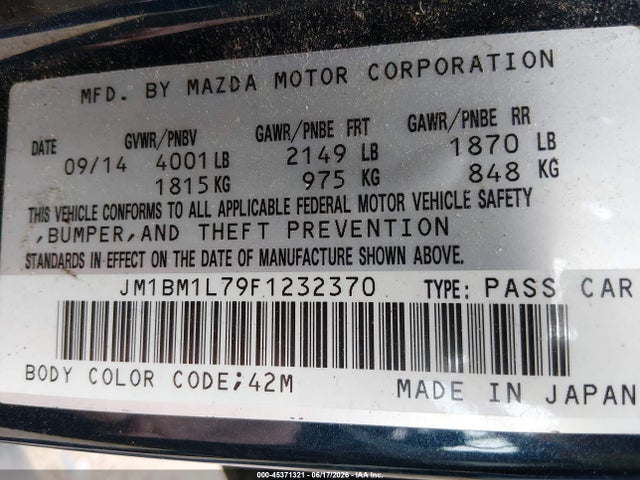 Aukcja sprzedaży 2015 Mazda Mazda3 I Touring, vin: JM1BM1L79F1232370, numer aukcji: 45371321