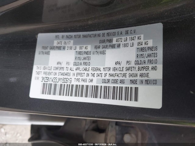 Mazda Mazda3 Grand Touring 2018 3MZBN1W33JM160919 Image 9