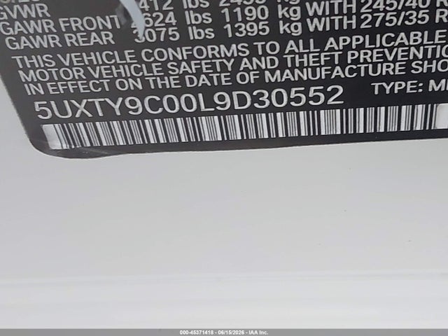 BMW X3 M40i 2020 5UXTY9C00L9D30552 Image 9