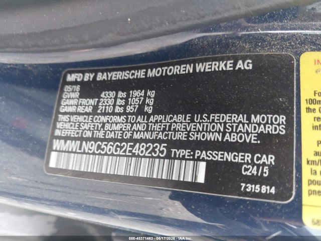 45371463 :رقم المزاد ، WMWLN9C56G2E48235 vin ، 2016 Mini Clubman Cooper S مزاد بيع