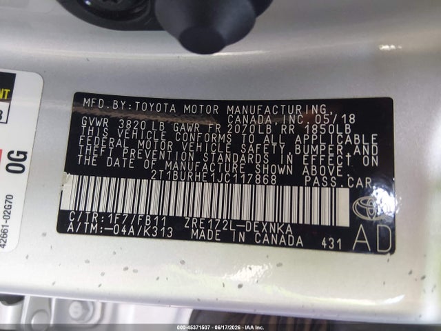 Toyota COROLLA LE 2018 2T1BURHE1JC117868 Image 9