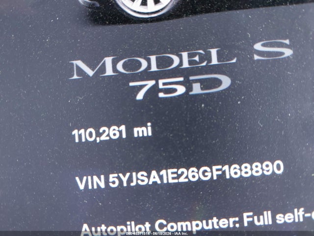 Tesla Model S 60d/70d/75d/85d/90d 2016 5YJSA1E26GF168890 Image 14