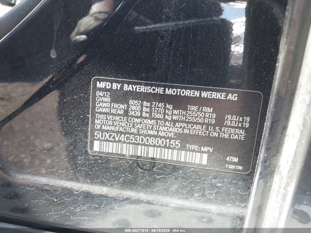 Продажа на аукционе авто 2013 Bmw X5 Xdrive35i/xdrive35i Premium/xdrive35i Sport Activity, vin: 5UXZV4C53D0B00155, номер лота: 45371518