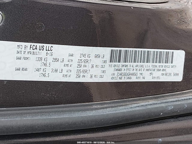 Dodge Grand Caravan American Value Pkg 2016 2C4RDGBGXGR400503 Image 9