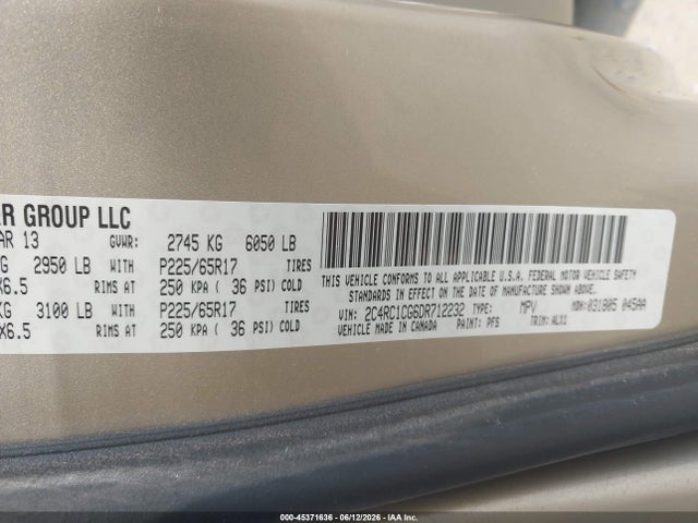 45371636 :رقم المزاد ، 2C4RC1CG6DR712232 vin ، 2013 Chrysler Town & Country Touring-l مزاد بيع