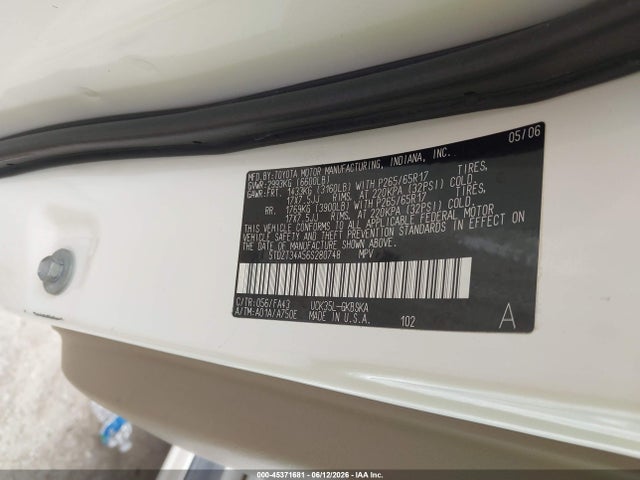 Aukcja sprzedaży 2006 Toyota Sequoia Sr5 V8, vin: 5TDZT34A56S280748, numer aukcji: 45371681