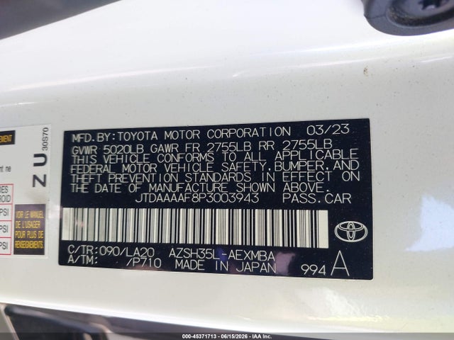 Продажа на аукционе авто 2023 Toyota Crown Limited, vin: JTDAAAAF8P3003943, номер лота: 45371713