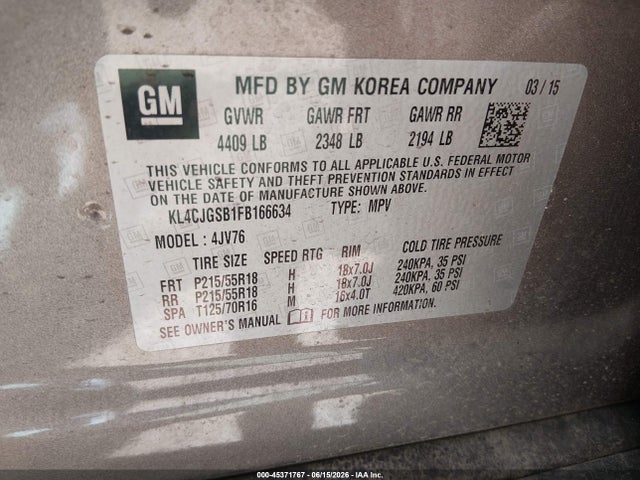 Buick Encore Leather 2015 KL4CJGSB1FB166634 Image 9