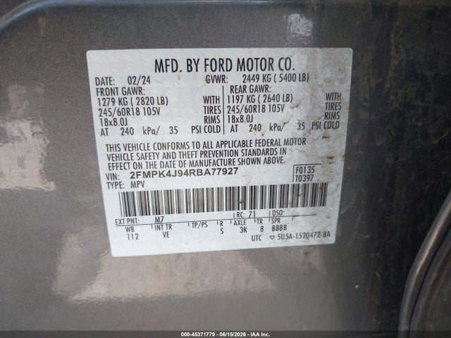 Ford EDGE SEL 2024 2FMPK4J94RBA77927 Image 9