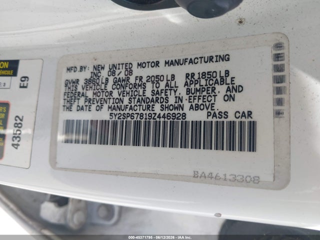 Продаж на аукціоні авто 2009 Pontiac Vibe, vin: 5Y2SP67819Z446928, номер лоту: 45371795
