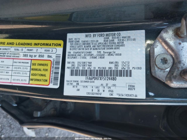 Продажа на аукционе авто 2015 Ford Fusion Se, vin: 1FA6P0H7XF5124480, номер лота: 45371805