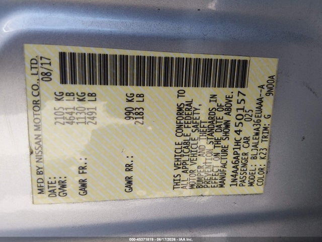 Nissan Maxima 3.5 Sl 2017 1N4AA6AP1HC450157 Image 9