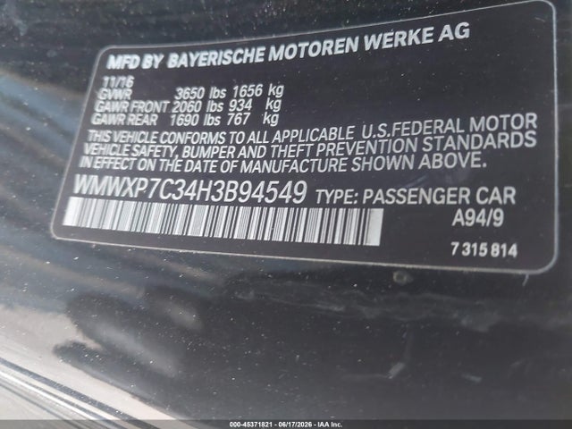 Продаж на аукціоні авто 2017 Mini Hardtop Cooper S, vin: WMWXP7C34H3B94549, номер лоту: 45371821