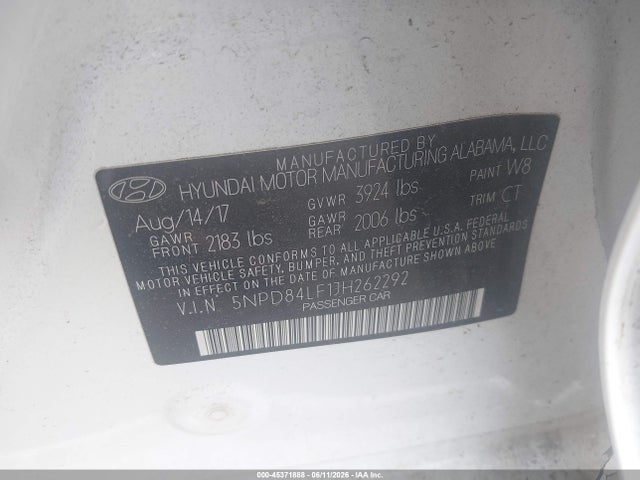 Aukcja sprzedaży 2018 Hyundai Elantra Value Edition, vin: 5NPD84LF1JH262292, numer aukcji: 45371888