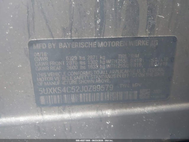 Aukcja sprzedaży 2018 Bmw X5 Xdrive35d, vin: 5UXKS4C52J0Z89579, numer aukcji: 45371906