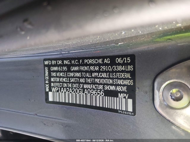 2016 Porsche Cayenne მანქანა იყიდება აუქციონზე, vin: WP1AA2A20GLA09656, აუქციონის ნომერი: 45371944