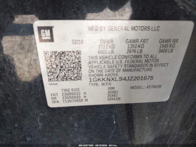 Продаж на аукціоні авто 2018 Gmc Acadia Denali, vin: 1GKKNXLS4JZ201675, номер лоту: 45371950