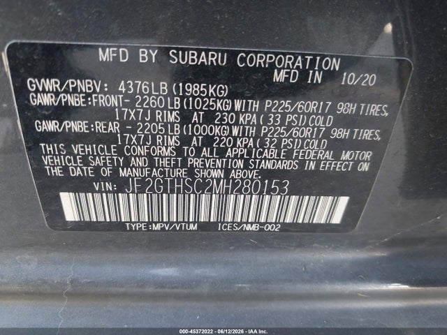 Subaru Crosstrek Sport 2021 JF2GTHSC2MH280153 Image 9