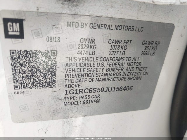 Chevrolet VOLT LT 2018 1G1RC6S59JU156406 Image 9