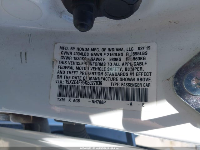Honda Insight Touring 2019 19XZE4F95KE027839 Image 9