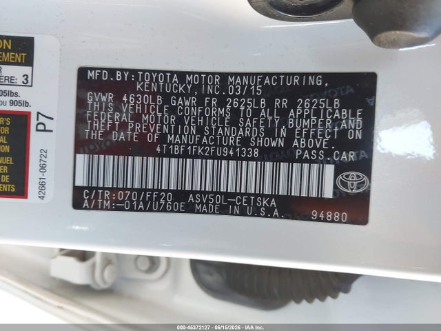 Toyota CAMRY SE 2015 4T1BF1FK2FU941338 Image 9