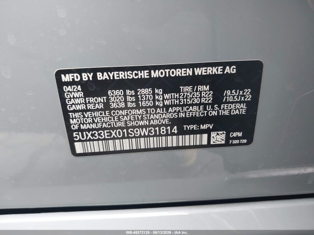 5UX33EX01S9W31814 BMW X6 Xdrive40i