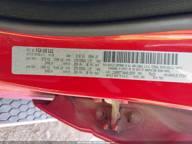 Продажа на аукционе авто 2019 Ram 1500, vin: 1C6RREFT4KN519707, номер лота: 45372156