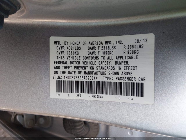 Honda Accord Ex-l 2014 1HGCR2F83EA023044 Image 9
