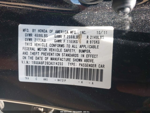Продажа на аукционе авто 2012 Acura Tl 3.5, vin: 19UUA8F26CA014250, номер лота: 45372165