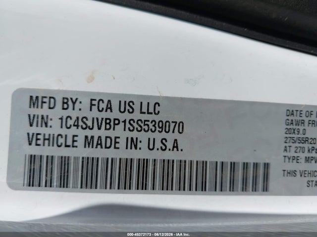 Aukcja sprzedaży 2025 Jeep Wagoneer Carbide 4x4, vin: 1C4SJVBP1SS539070, numer aukcji: 45372173