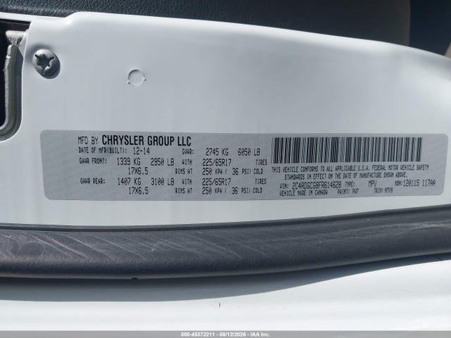 Dodge Grand Caravan Sxt 2015 2C4RDGCG8FR614628 Image 9