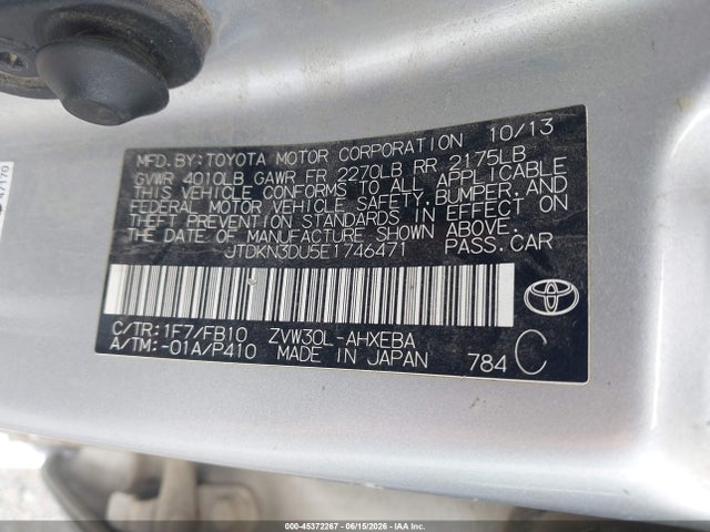 Продаж на аукціоні авто 2014 Toyota Prius Three, vin: JTDKN3DU5E1746471, номер лоту: 45372267
