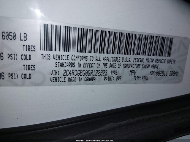 Dodge Grand Caravan Se 2016 2C4RDGBG0GR122923 Image 9