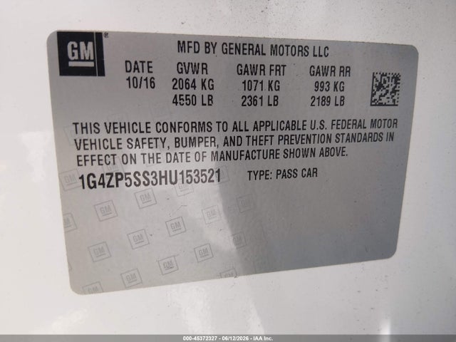 Buick Lacrosse Essence 2017 1G4ZP5SS3HU153521 Image 9