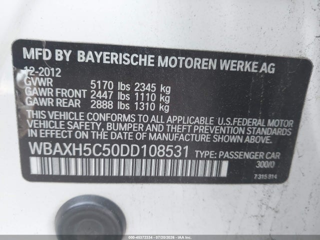Продажа на аукционе авто 2013 Bmw 528i Xdrive, vin: WBAXH5C50DD108531, номер лота: 45372334