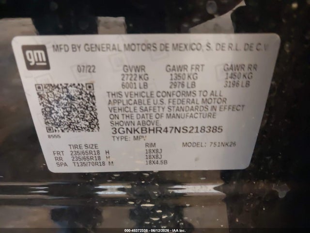 Auction sale of the 2022 Chevrolet Blazer Awd 2lt, vin: 3GNKBHR47NS218385, lot number: 45372338