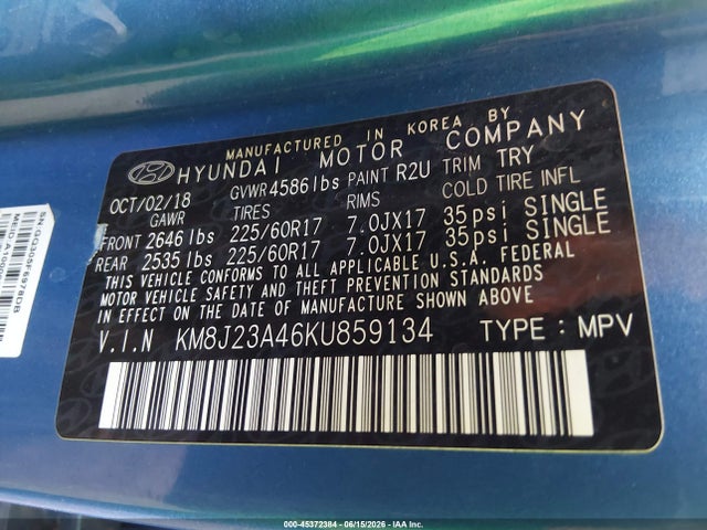 Hyundai TUCSON SE 2019 KM8J23A46KU859134 Image 9