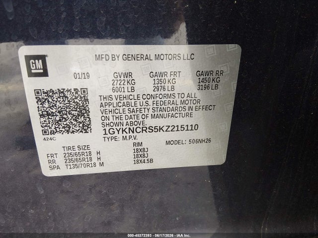 Продаж на аукціоні авто 2019 Cadillac Xt5 Luxury, vin: 1GYKNCRS5KZ215110, номер лоту: 45372393
