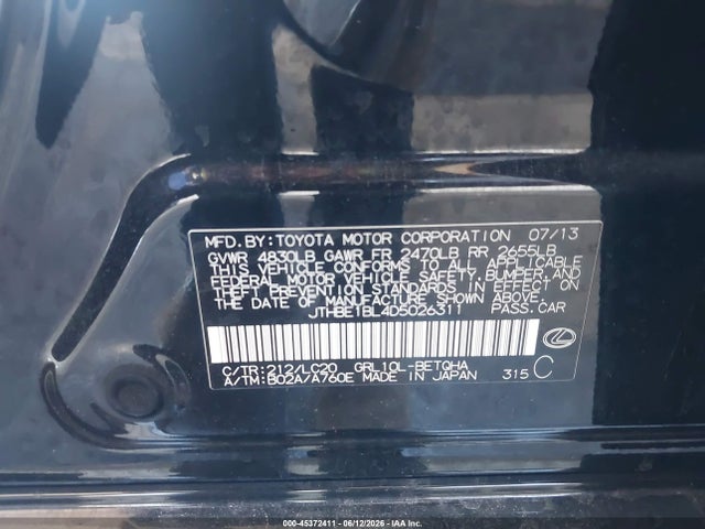 Продаж на аукціоні авто 2013 Lexus Gs 350, vin: JTHBE1BL4D5026311, номер лоту: 45372411