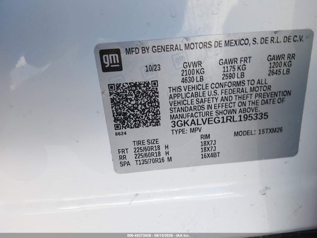 3GKALVEG1RL195335 GMC Terrain Awd Slt