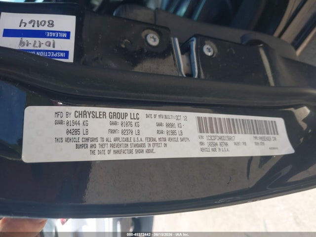 45372442 :رقم المزاد ، 1C3CDFCA0DD156017 vin ، 2013 Dodge Dart Limited مزاد بيع