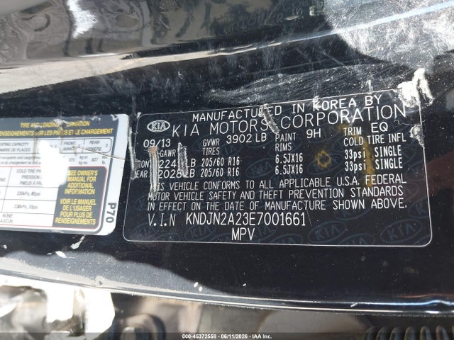 2014 Kia Soul მანქანა იყიდება აუქციონზე, vin: KNDJN2A23E7001661, აუქციონის ნომერი: 45372558