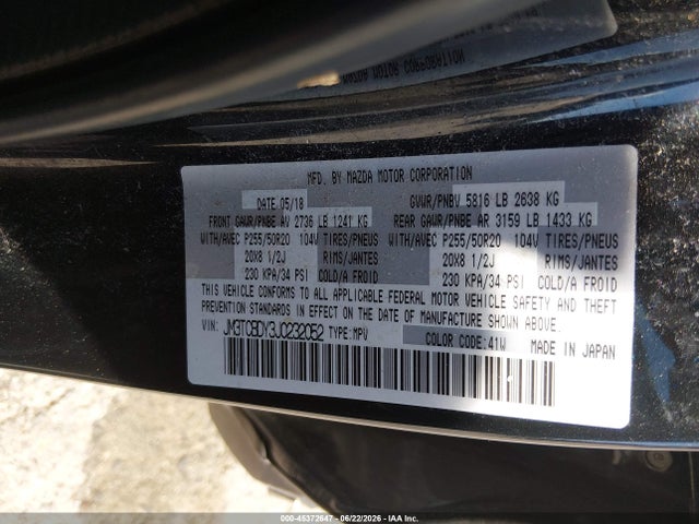 Продаж на аукціоні авто 2018 Mazda Cx-9 Grand Touring, vin: JM3TCBDY3J0232052, номер лоту: 45372647