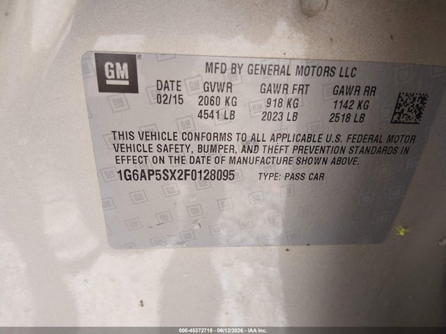 Cadillac Cts Standard 2015 1G6AP5SX2F0128095 Image 9
