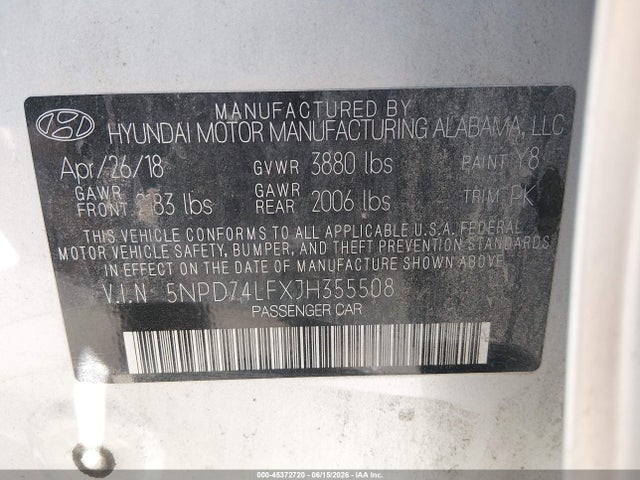Hyundai ELANTRA SE 2018 5NPD74LFXJH355508 Image 9