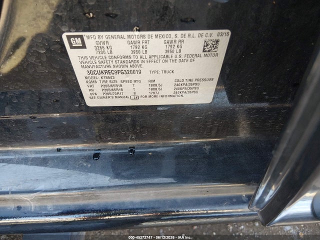 Chevrolet Silverado 1500 2lt 2015 3GCUKREC9FG320019 Image 9