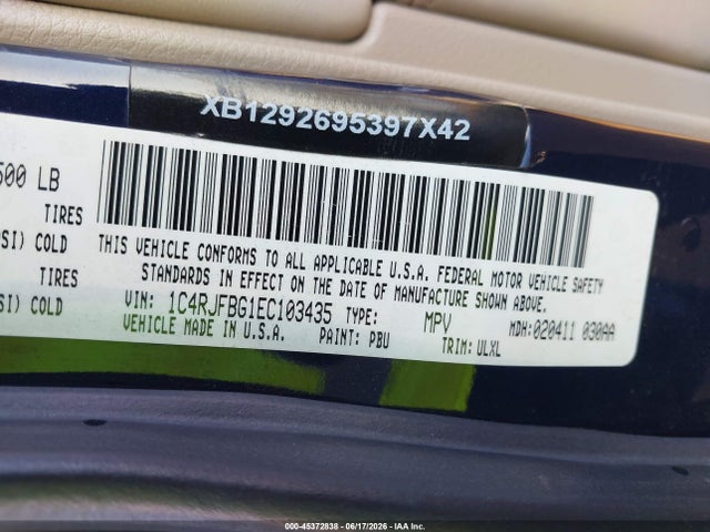 45372838 :رقم المزاد ، 1C4RJFBG1EC103435 vin ، 2014 Jeep Grand Cherokee Limited مزاد بيع